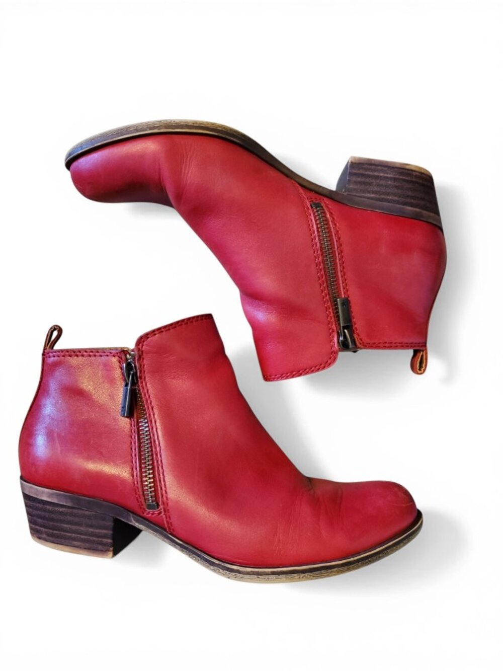 Lucky Brand Basel Red Leather Ankle Bootie Women's Size 7